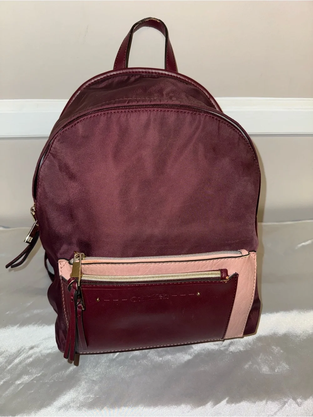 Calvin Klein Women's Two-Tone Burgundy and Blush Backpack